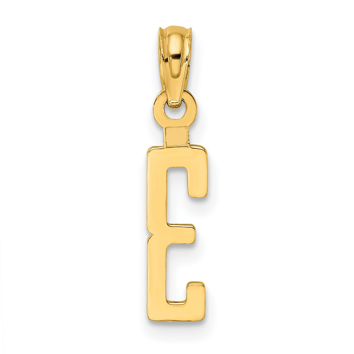 10k Yellow Gold Number 3 Pendant, Sleek Block Numeral Charm for Men and Women