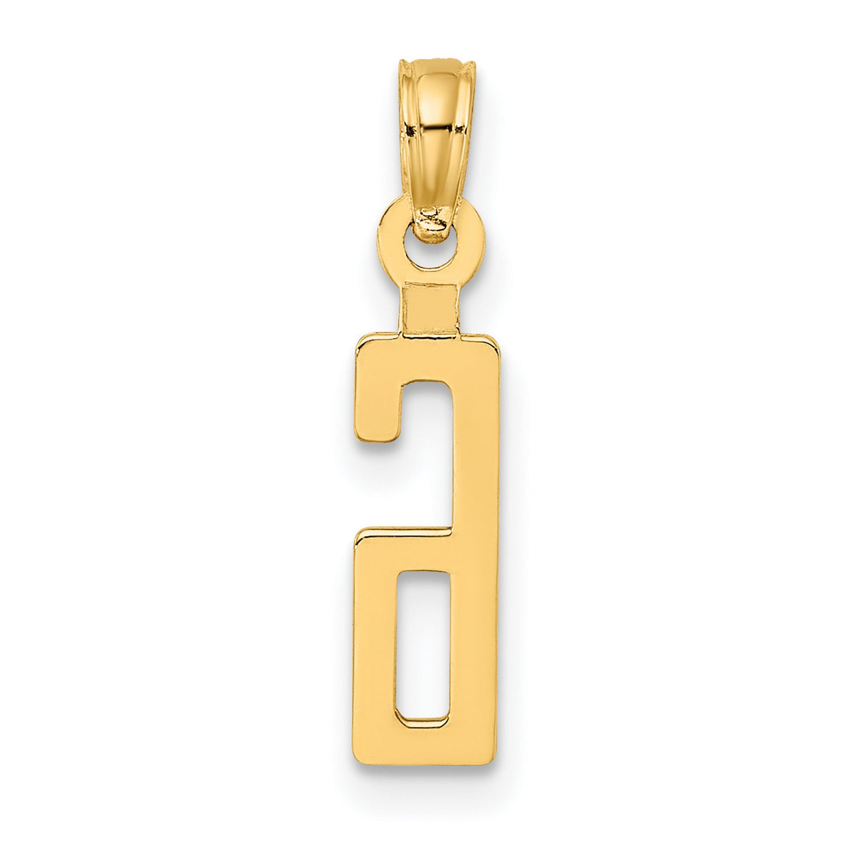 10k Yellow Gold Number 6 Pendant, Sleek Modern Unisex Design with Polished Finish
