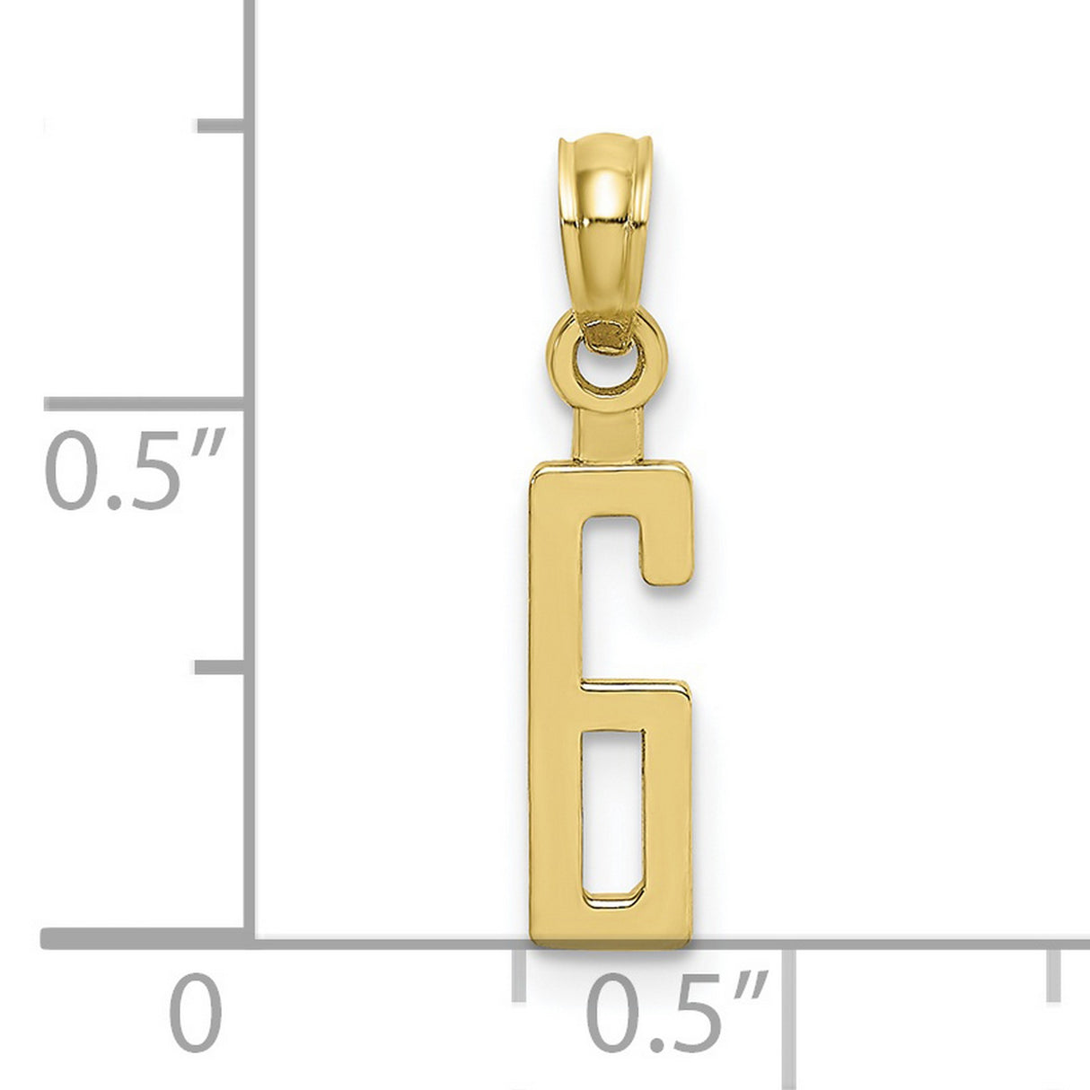 10k Yellow Gold Number 6 Pendant, Sleek Modern Unisex Design with Polished Finish