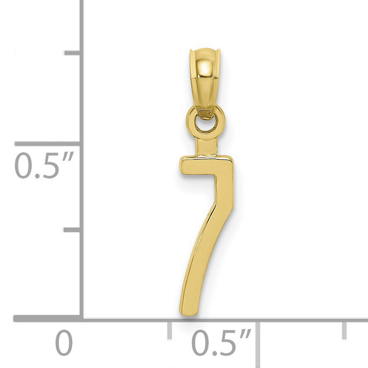 10k Yellow Gold Number Seven Pendant, Polished Numeral Charm, Christian Spiritual Jewelry