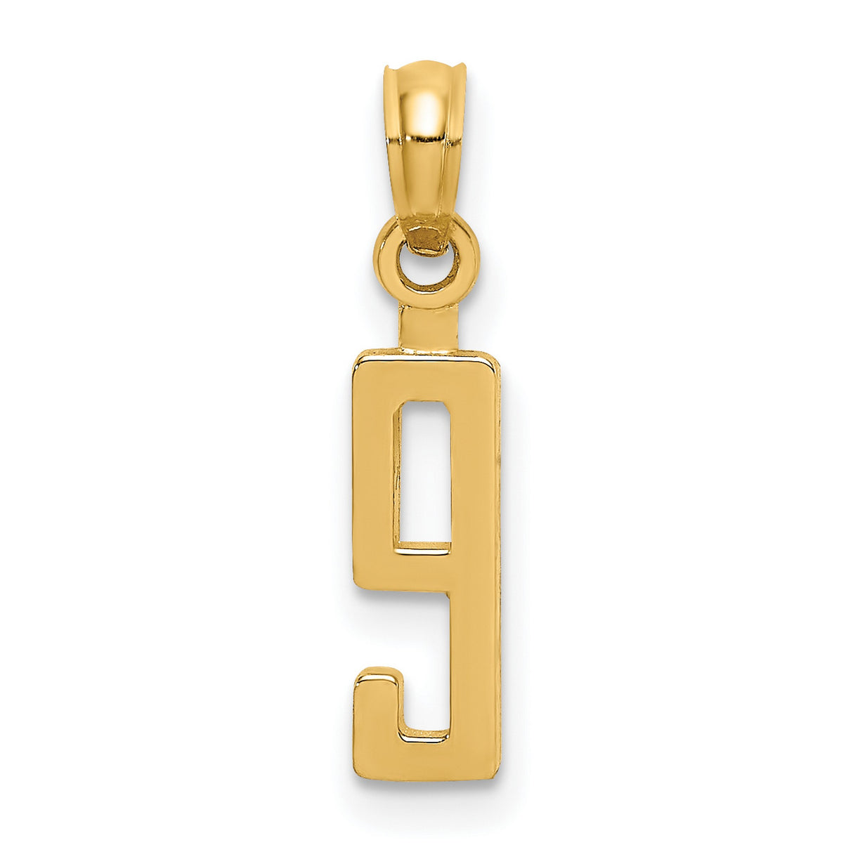10k Yellow Gold Number 9 Pendant, Minimalist Numerology Charm for Men or Women