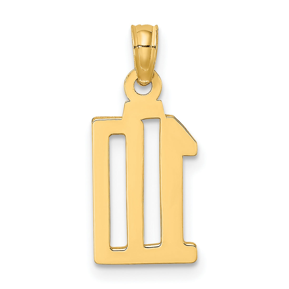 10k Yellow Gold Number 10 Pendant, Polished Finish, Unisex Sports or Milestone Charm