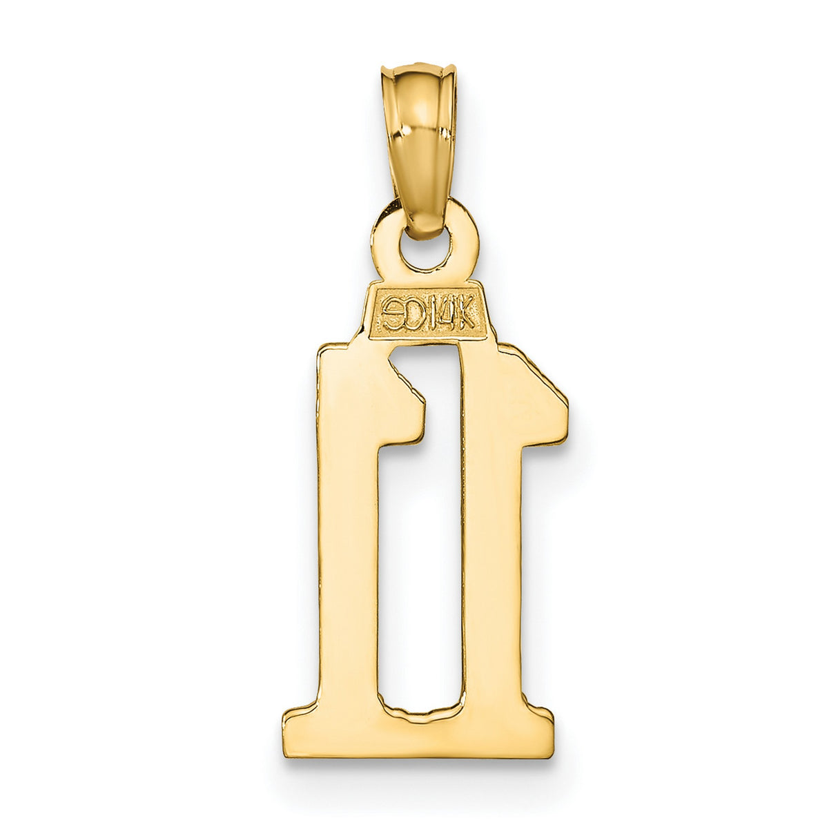 10k Yellow Gold Number 11 Pendant, Unisex Polished Numeric Charm for Necklace or Bracelet