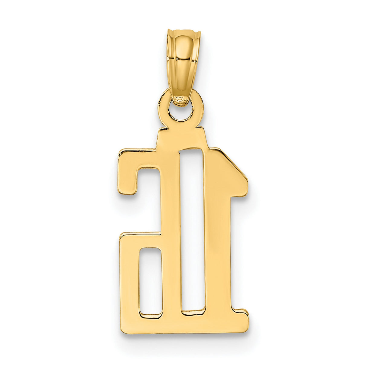 10k Yellow Gold Pendant Charm, Number 16 Block Style, Sweet Sixteen Birthday Jewelry