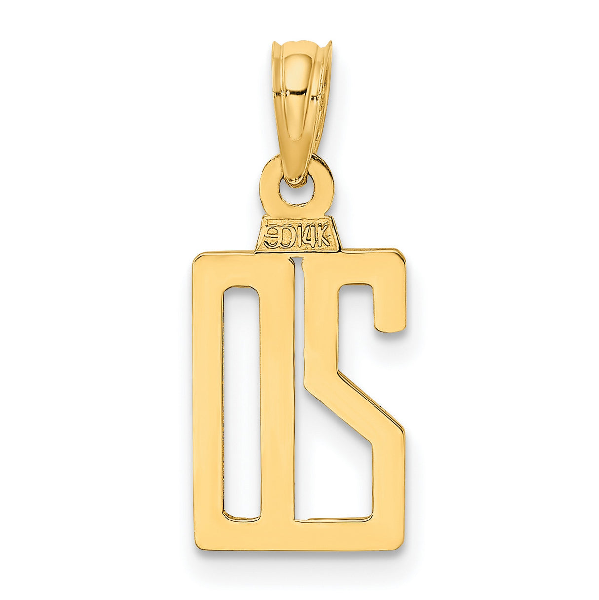 10k Yellow Gold Number 20 Pendant, Modern Font, Polished Finish, Unisex Charm