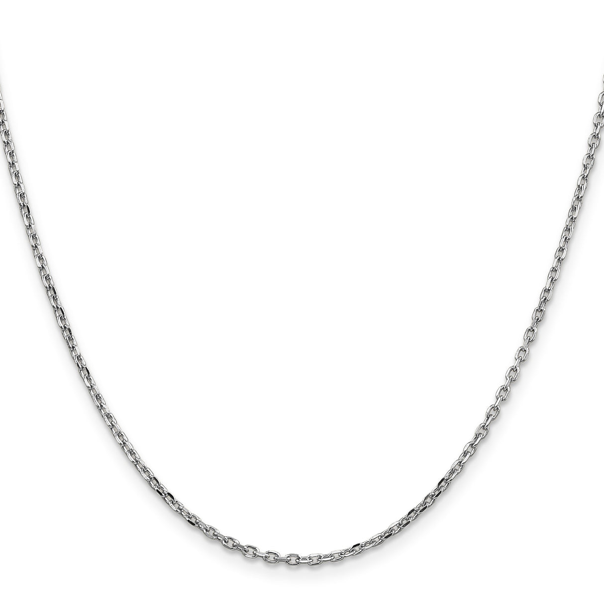 10K White Gold 1.8 mm Polished Chain Necklace, Solid
