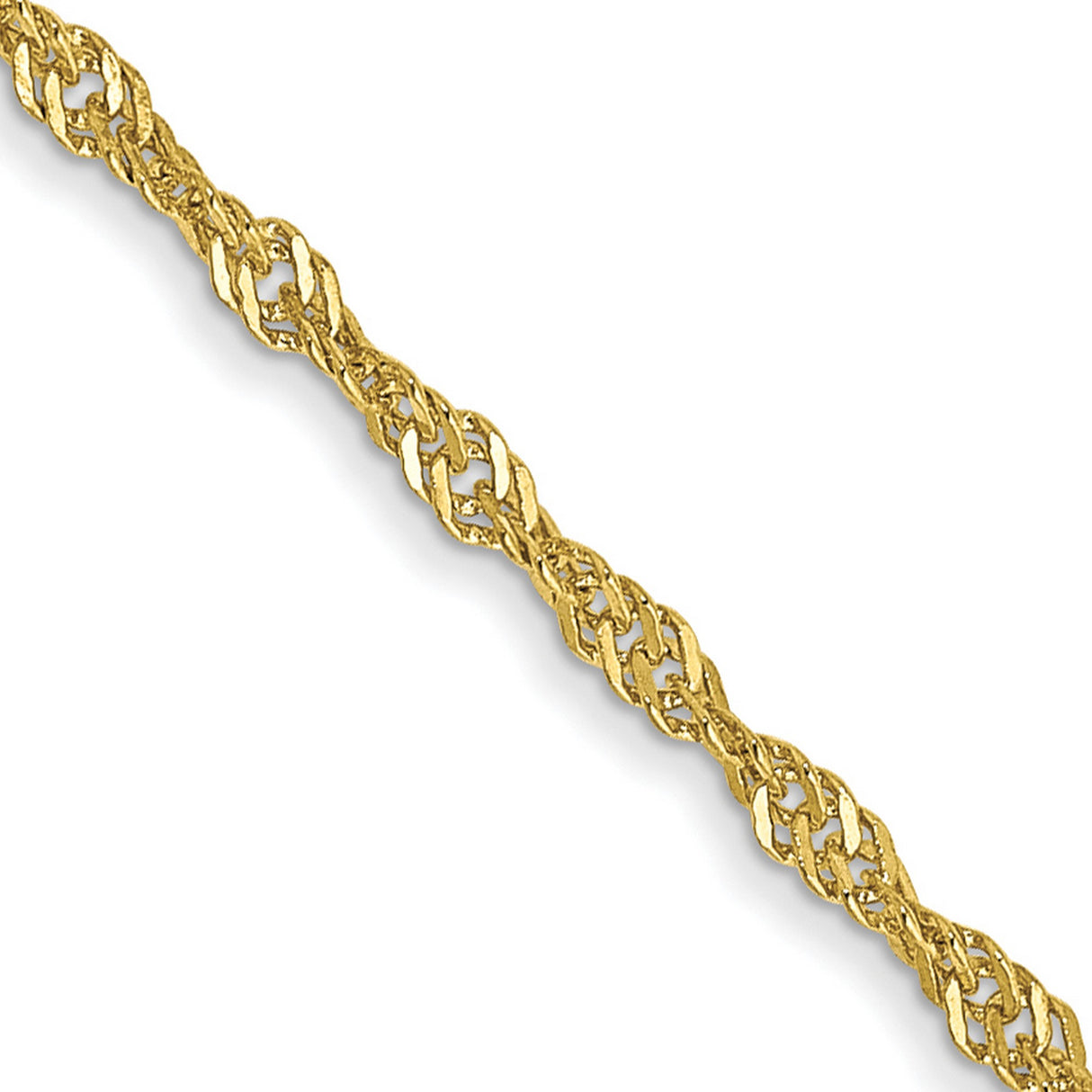10K Yellow Gold 1.4 mm Singapore Chain Necklace, Polished detail view