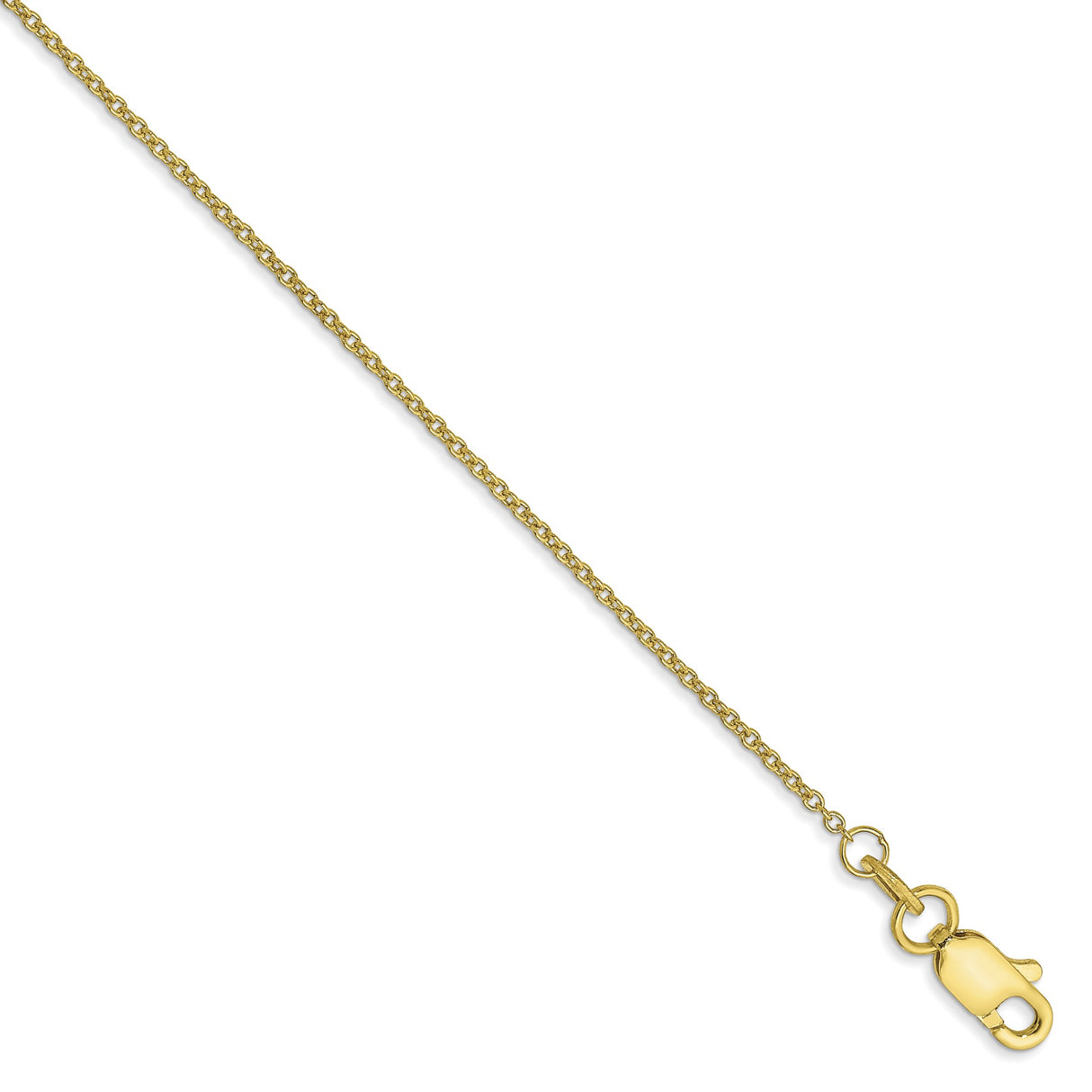 10K Yellow Gold 1 mm Polished Chain Anklet, Solid