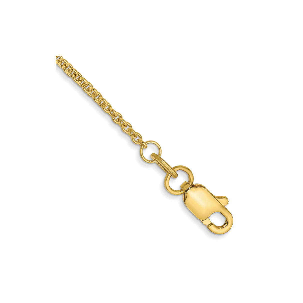 10K Yellow Gold 1.4 mm Polished Chain Anklet, Solid