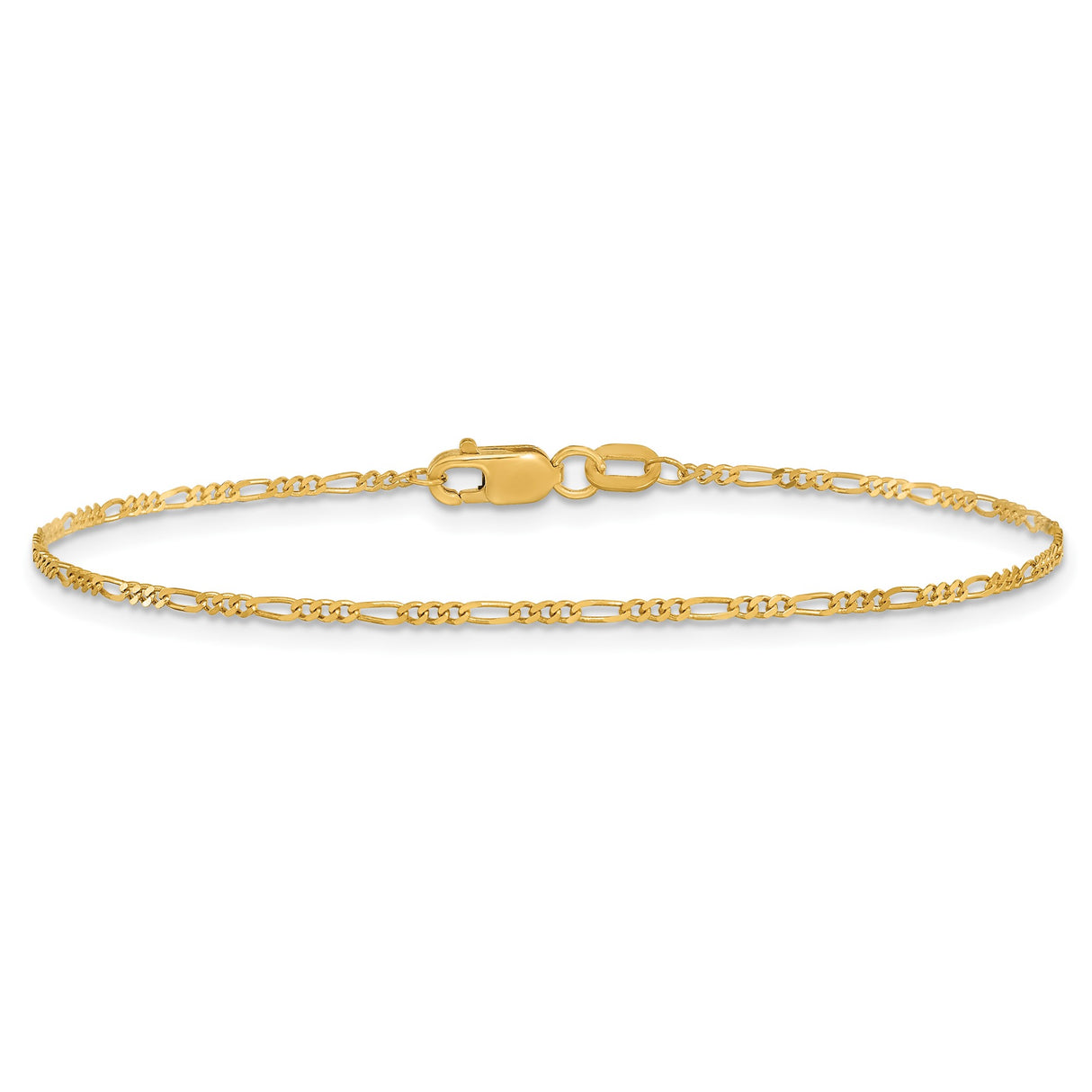 10K Yellow Gold 1.25 mm Figaro Chain Anklet, Polished