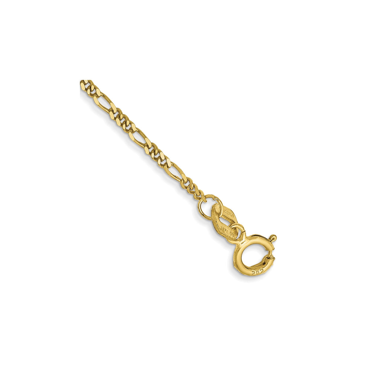 10K Yellow Gold 1.25 mm Figaro Chain Anklet, Polished alternate angle