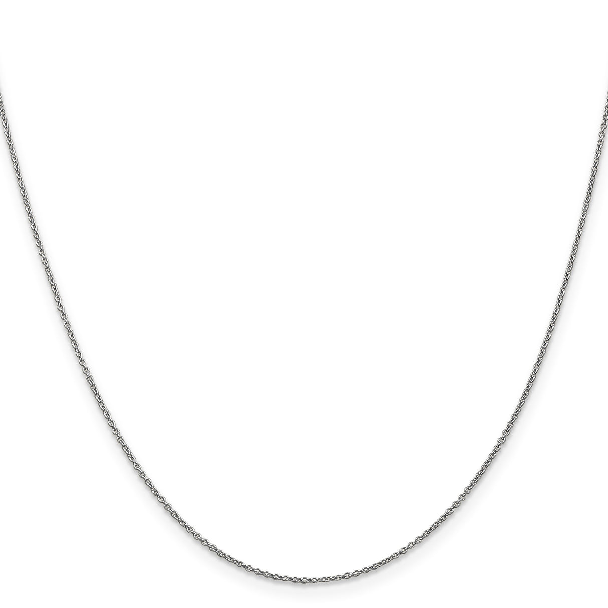 10K White Gold 0.9 mm Polished Chain Necklace, Solid
