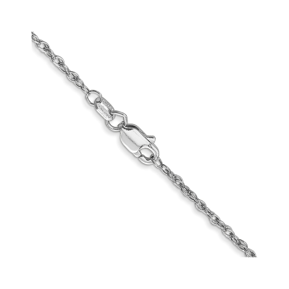 10K White Gold 1.3 mm Rope Chain Necklace, Polished alternate angle
