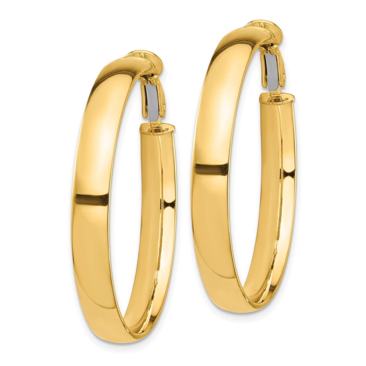 10k Yellow Gold Hoop Earrings, Polished Lightweight Design with Latch Back Closure for Women