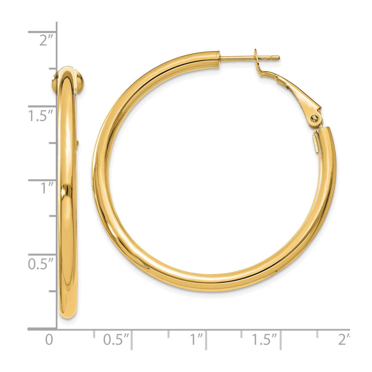 10k Yellow Gold Hoop Earrings, Polished Finish with Latch Back Closure, Lightweight Classic Design