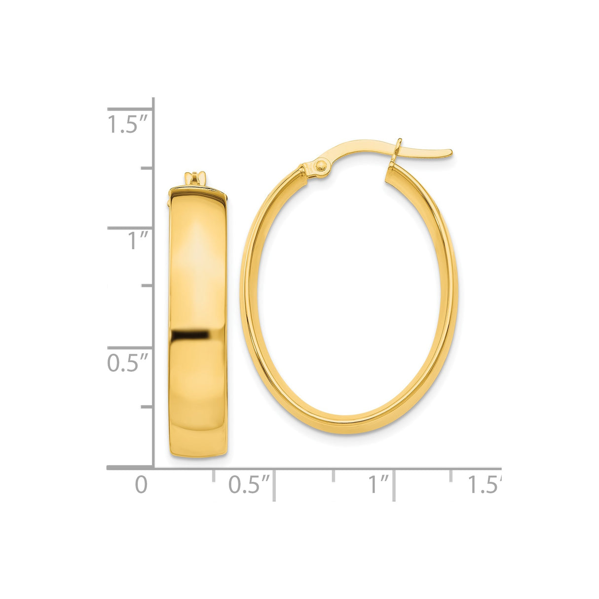 10k Yellow Gold Oval Hoop Earrings, Polished Finish, Minimalist Style for Women