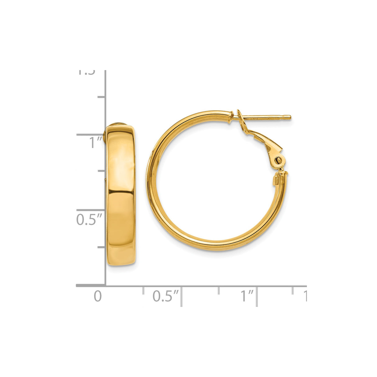 10k Yellow Gold Hoop Earrings, Medium Round Lightweight Polished Finish, Minimalist Design for Women