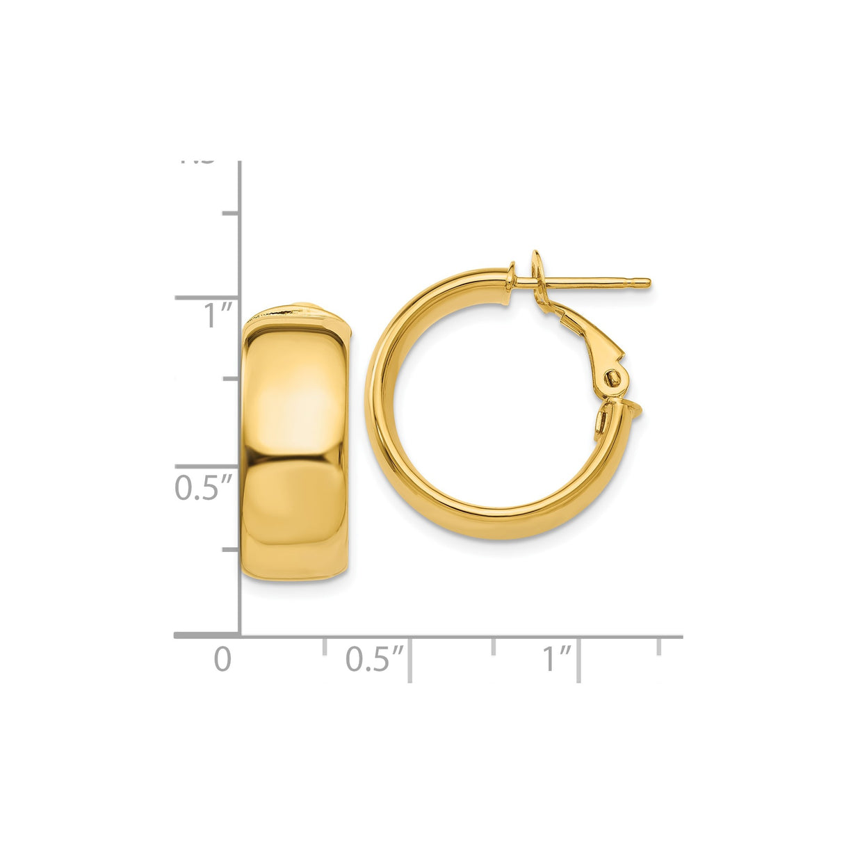 10k Yellow Gold Hoop Earrings, Classic Round Shape with Polished Finish and Hinge Clasp