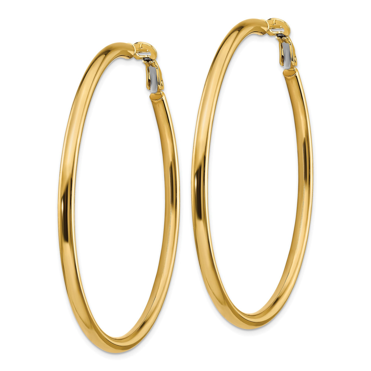 10k Yellow Gold Hoop Earrings, Polished Lightweight Round Design, Latch-Back Closure