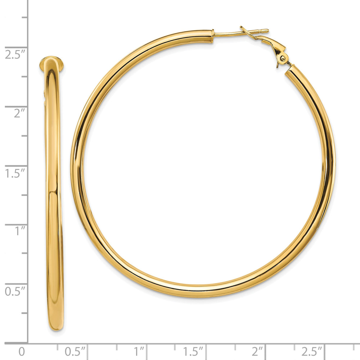 10k Yellow Gold Hoop Earrings, Polished Lightweight Round Design, Latch-Back Closure