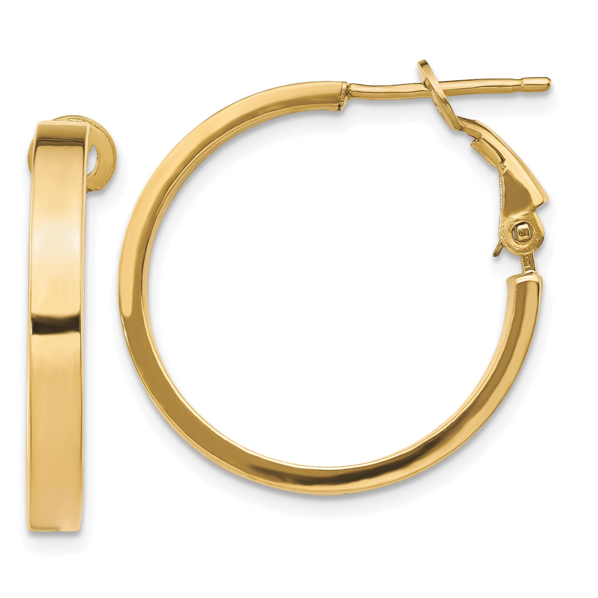 10k Yellow Gold Hoop Earrings, Smooth Polished Finish, Lightweight Classic Tube Hoops for Women