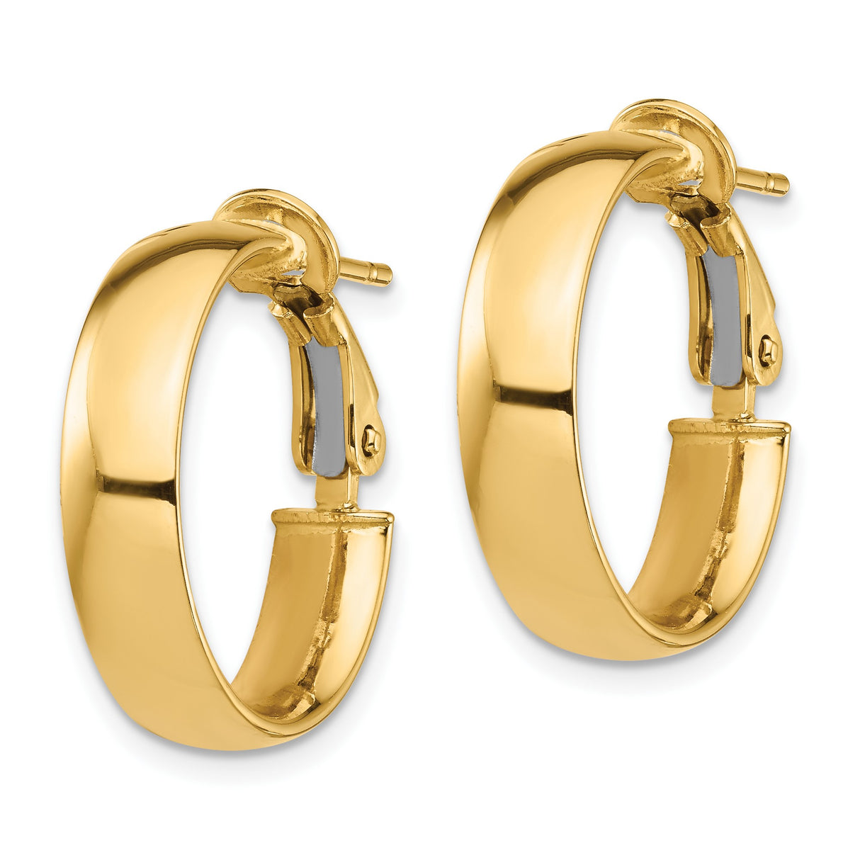 10k Yellow Gold Hoop Earrings, Classic Round Design with Hinged Clasp, Polished Finish