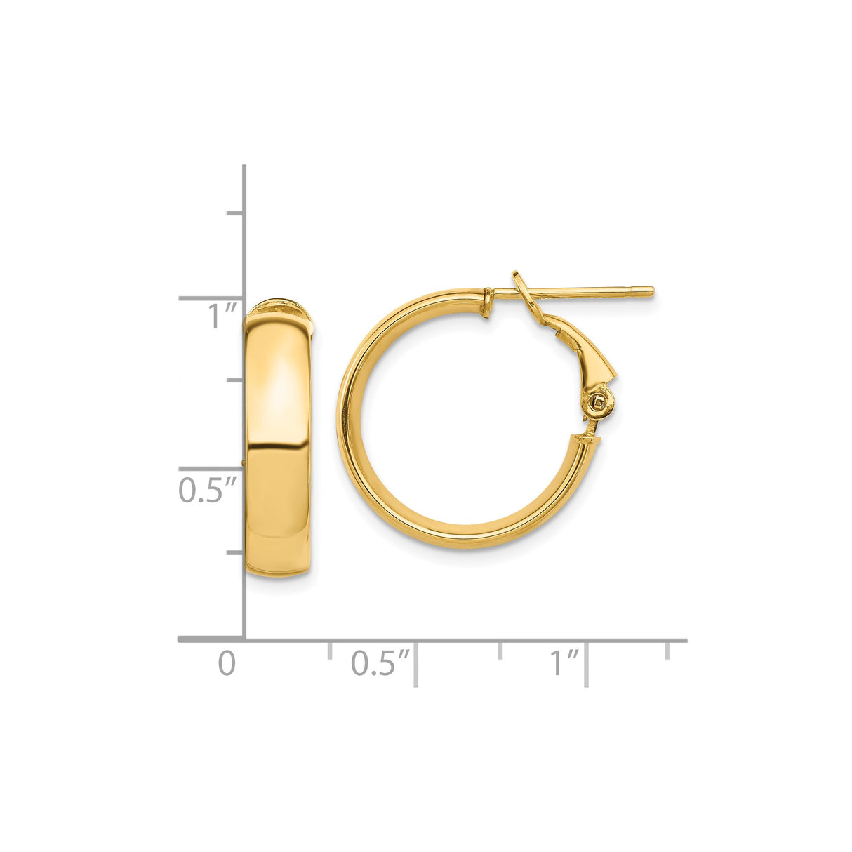10k Yellow Gold Hoop Earrings, Classic Round Design with Hinged Clasp, Polished Finish