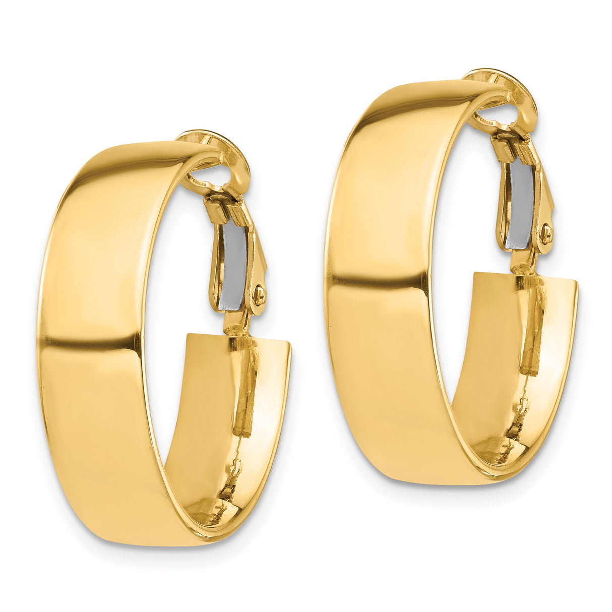 10k Yellow Gold Hoop Earrings, Polished Finish, Round Minimalist Design, Latch Back Closure