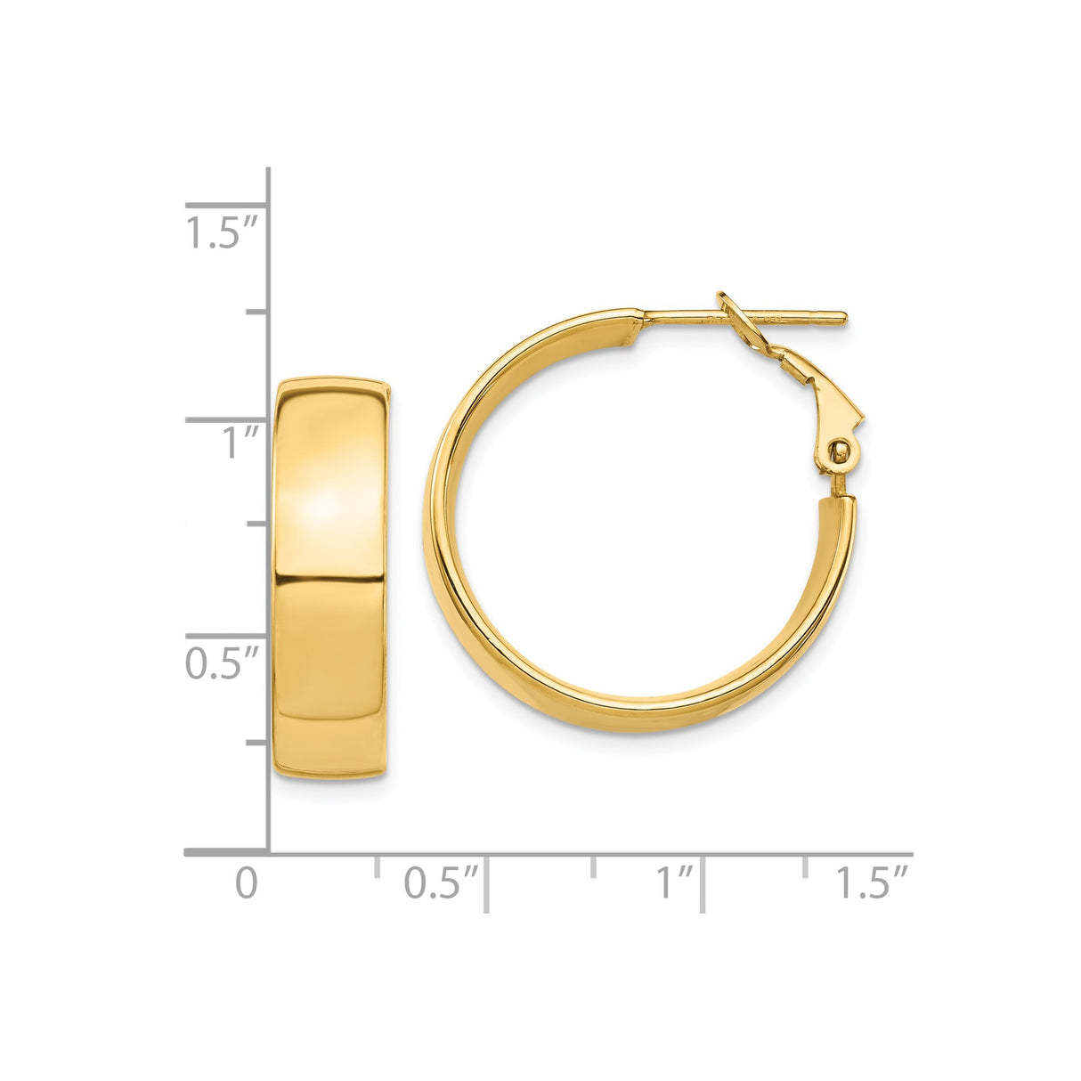 10k Yellow Gold Hoop Earrings, Polished Finish, Round Minimalist Design, Latch Back Closure