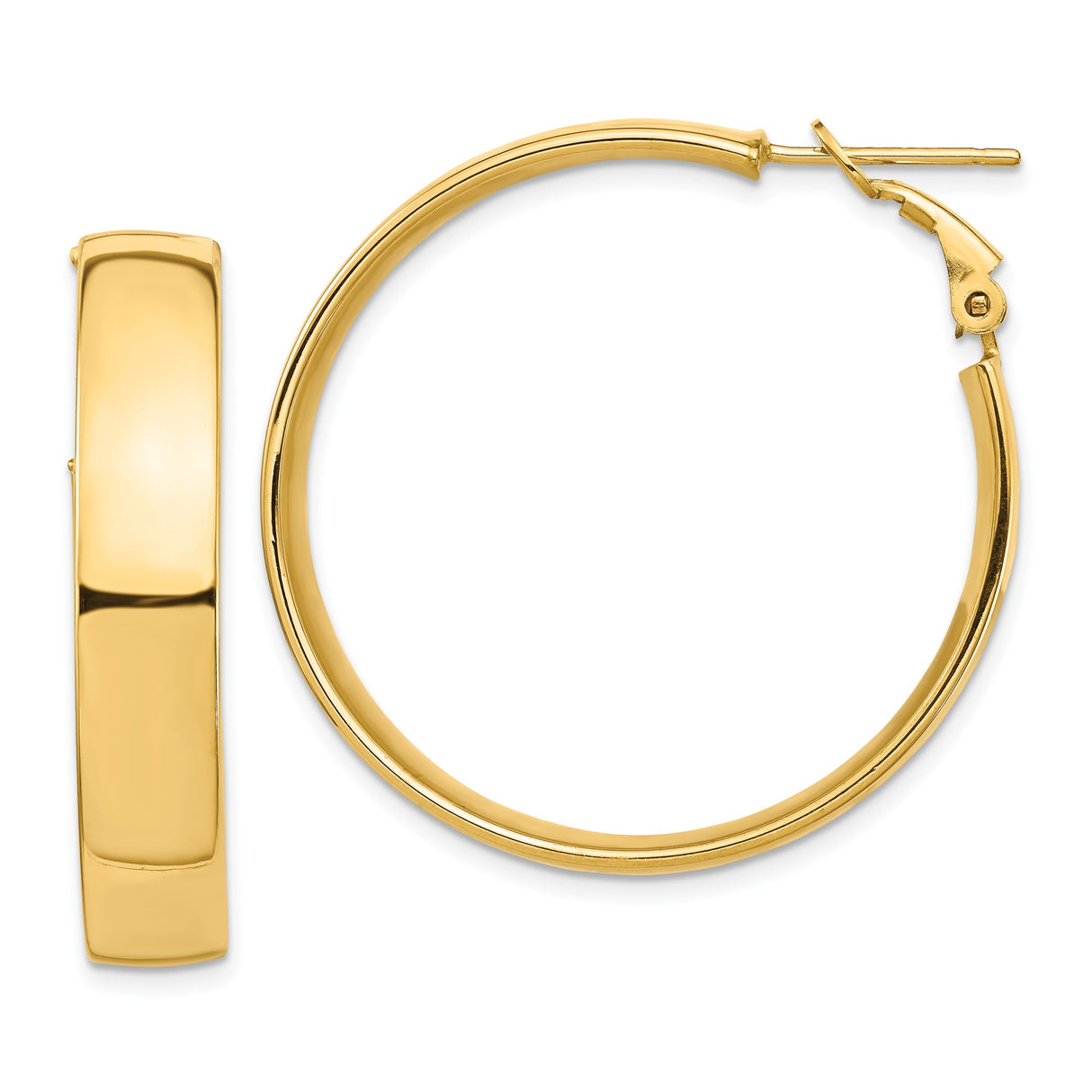 10k Yellow Gold Hoop Earrings, Smooth Polished Round Design, Lightweight Minimalist Style for Women