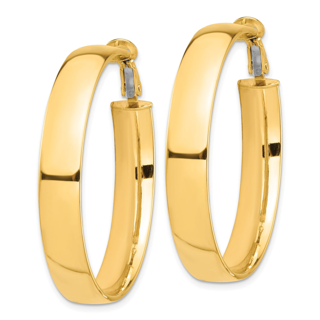 10k Yellow Gold Hoop Earrings, Medium Round Lightweight Polished Hoops, Classic Minimalist Style