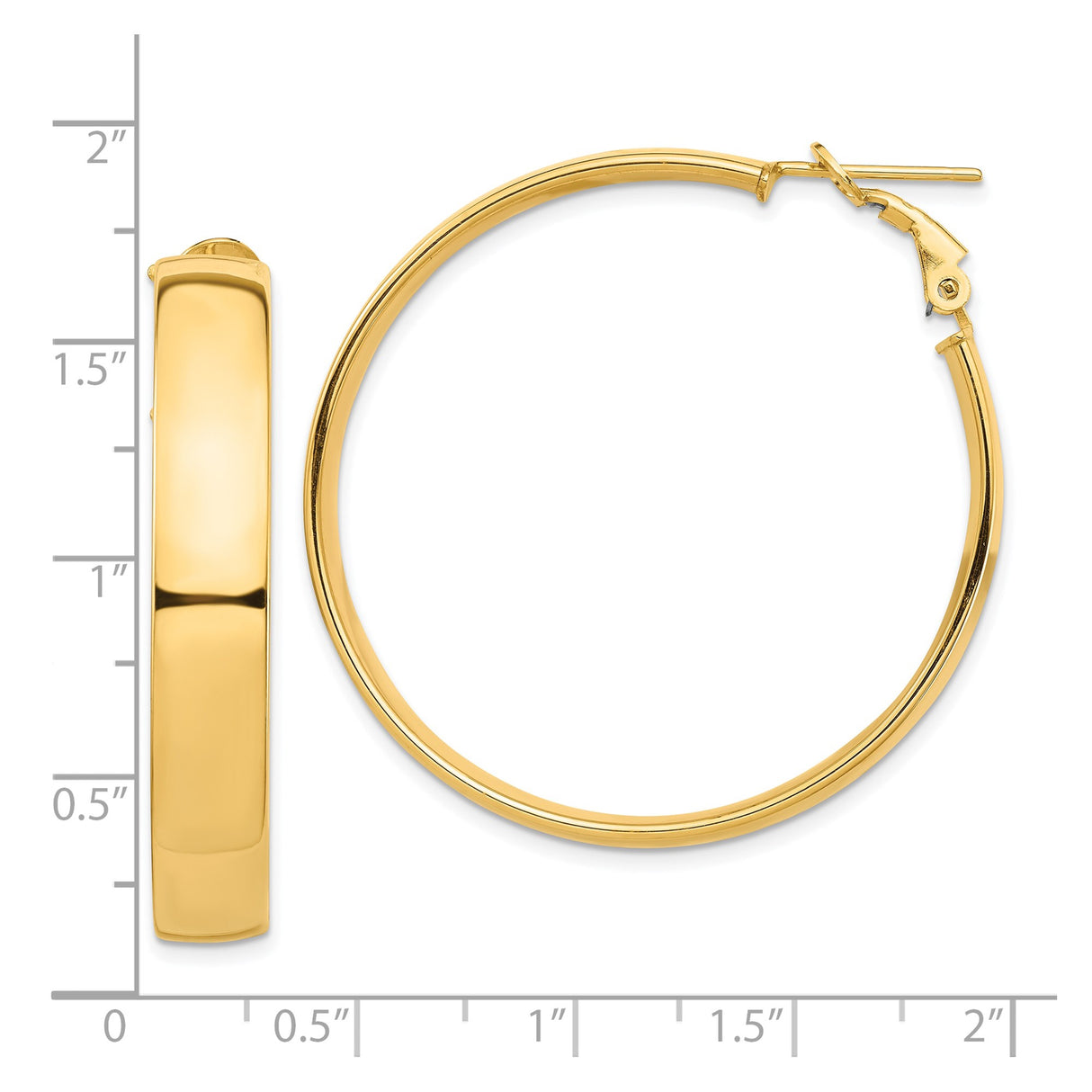 10k Yellow Gold Hoop Earrings, Medium Round Lightweight Polished Hoops, Classic Minimalist Style