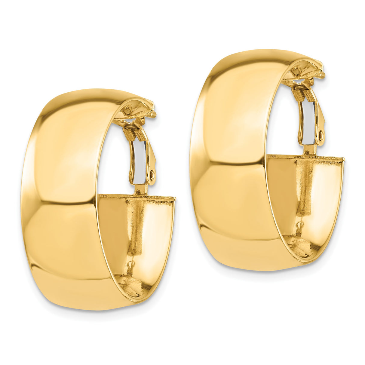 10k Yellow Gold Hoop Earrings, Polished Finish, Minimalist Style, Lightweight Omega Back