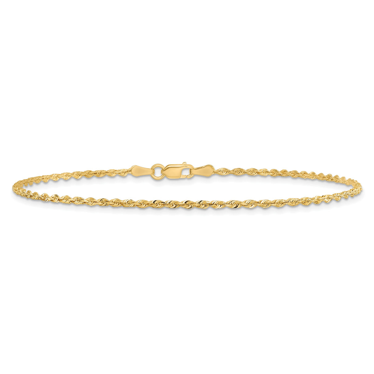 10K Yellow Gold 1.85 mm Rope Chain Bracelet, Polished alternate angle