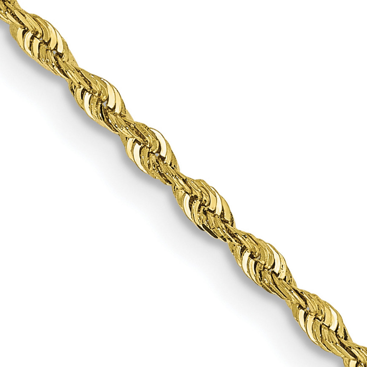 10K Yellow Gold 1.85 mm Rope Chain Necklace, Polished detail view