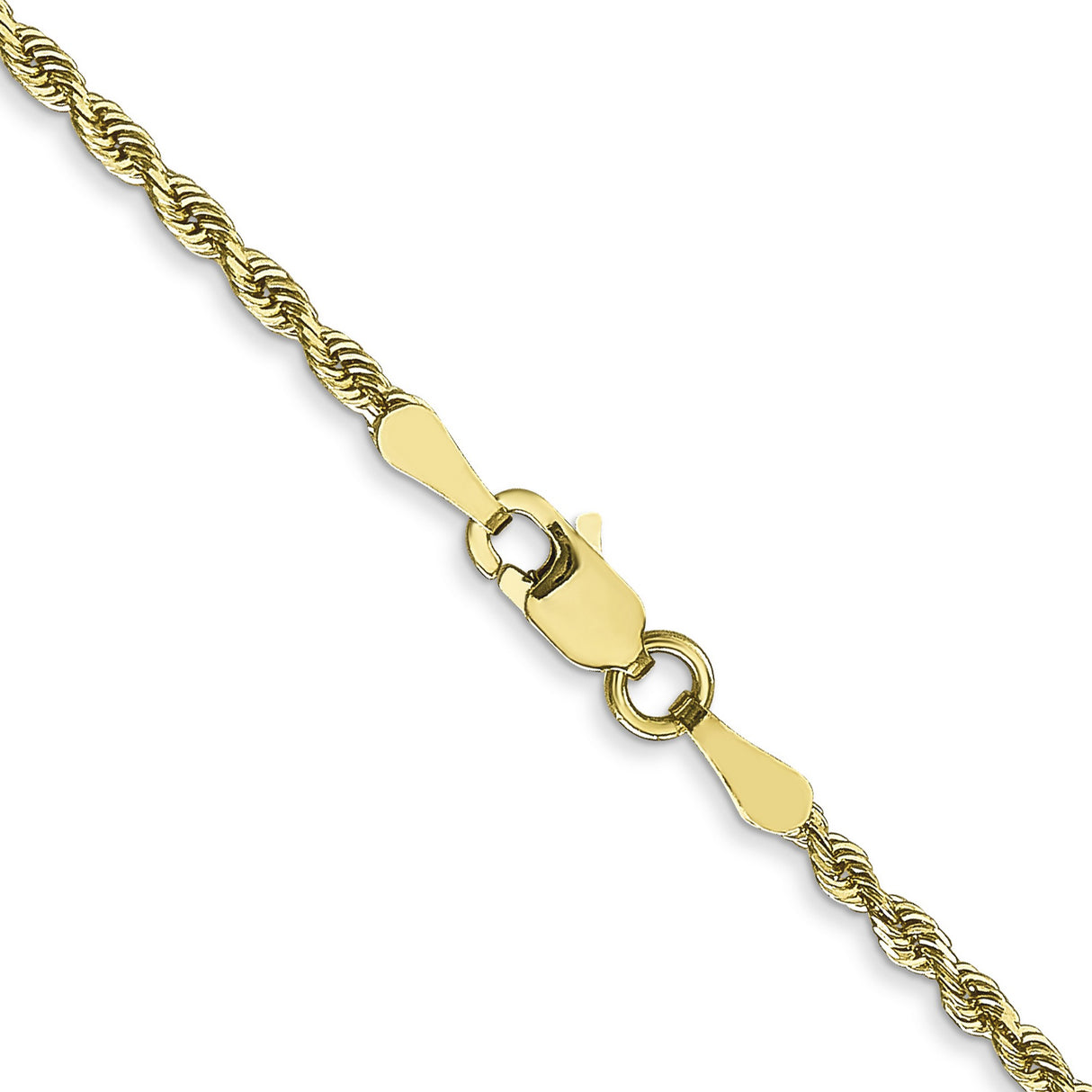 10K Yellow Gold 2 mm Rope Chain Necklace, Polished alternate angle