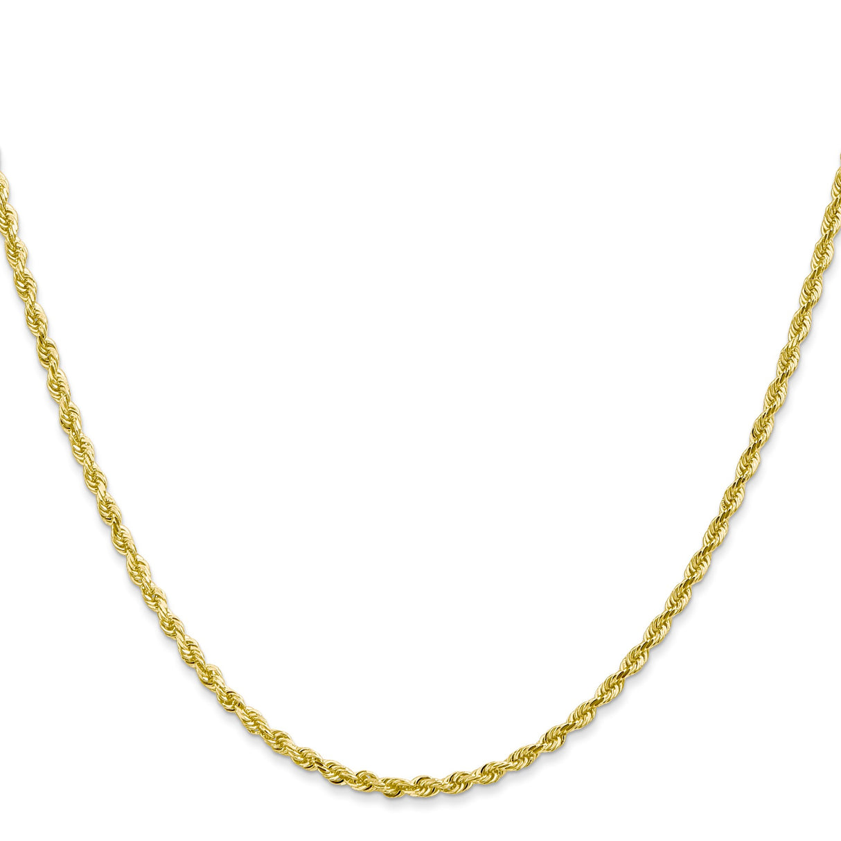 10K Yellow Gold 2.25 mm Rope Chain Necklace, Polished