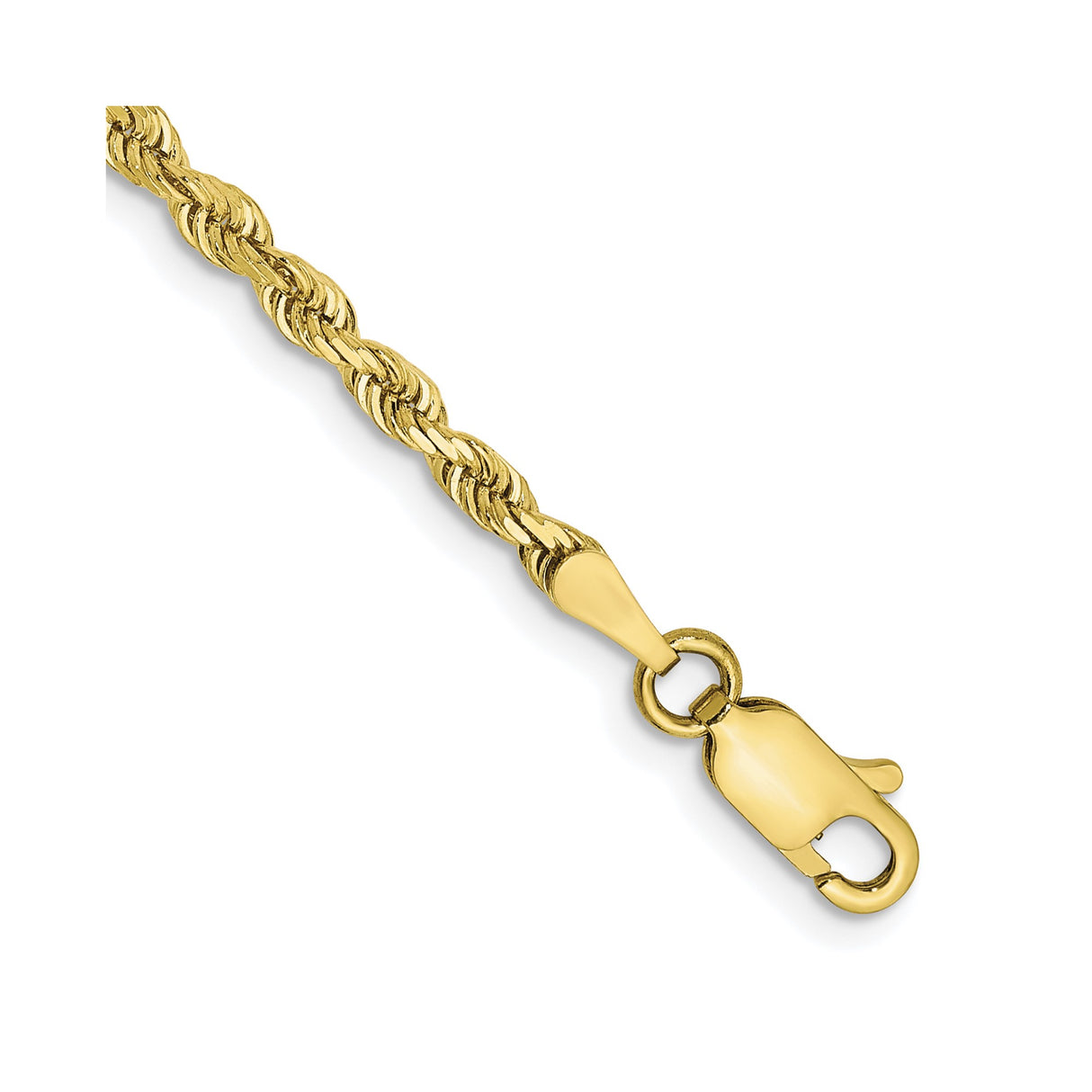 10K Yellow Gold 2.75 mm Rope Chain Bracelet, Polished