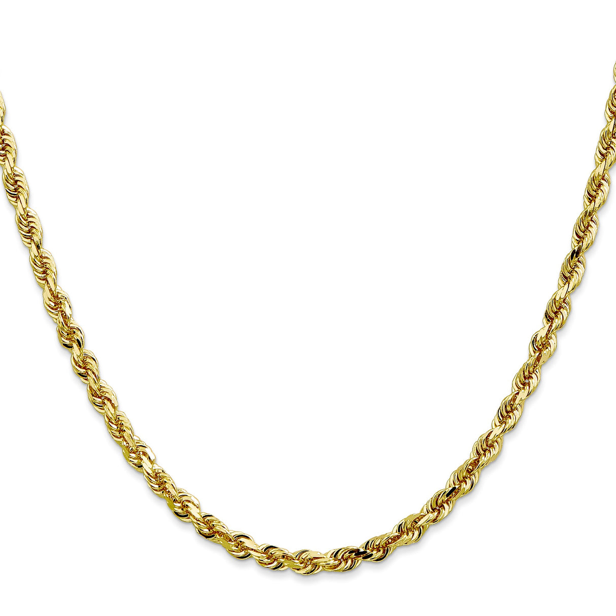 10K Yellow Gold 4 mm Rope Chain Necklace, Polished