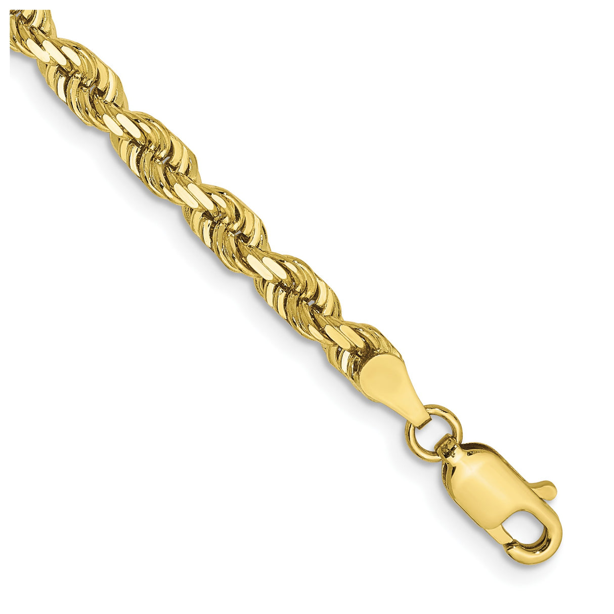 10K Yellow Gold 4 mm Rope Chain Bracelet, Polished