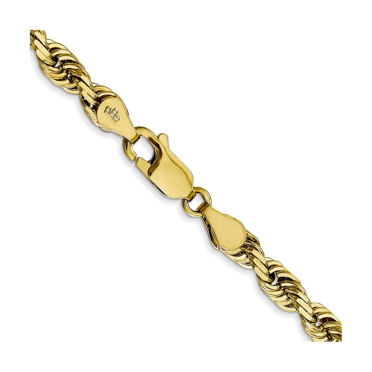 10K Yellow Gold 4.5 mm Rope Chain Necklace, Polished alternate angle