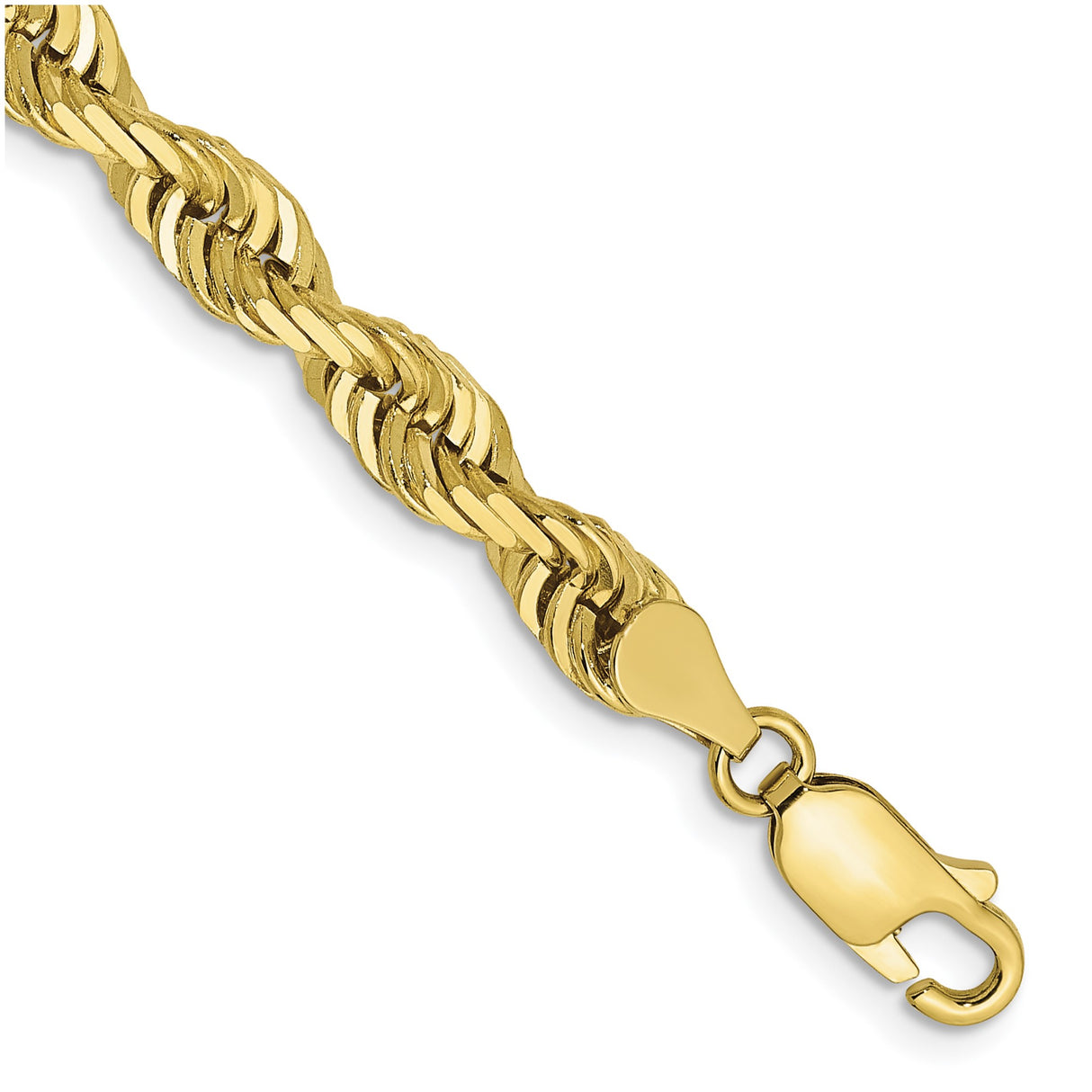 10K Yellow Gold 5 mm Rope Chain Bracelet, Polished shown for scale