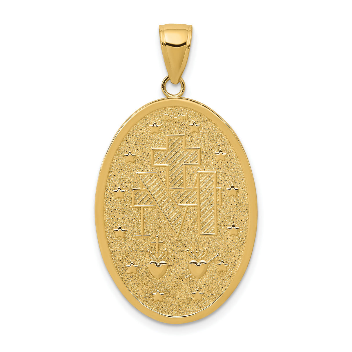 10k Yellow Gold Miraculous Medal Pendant with Virgin Mary Inscription 1830 Religious Charm