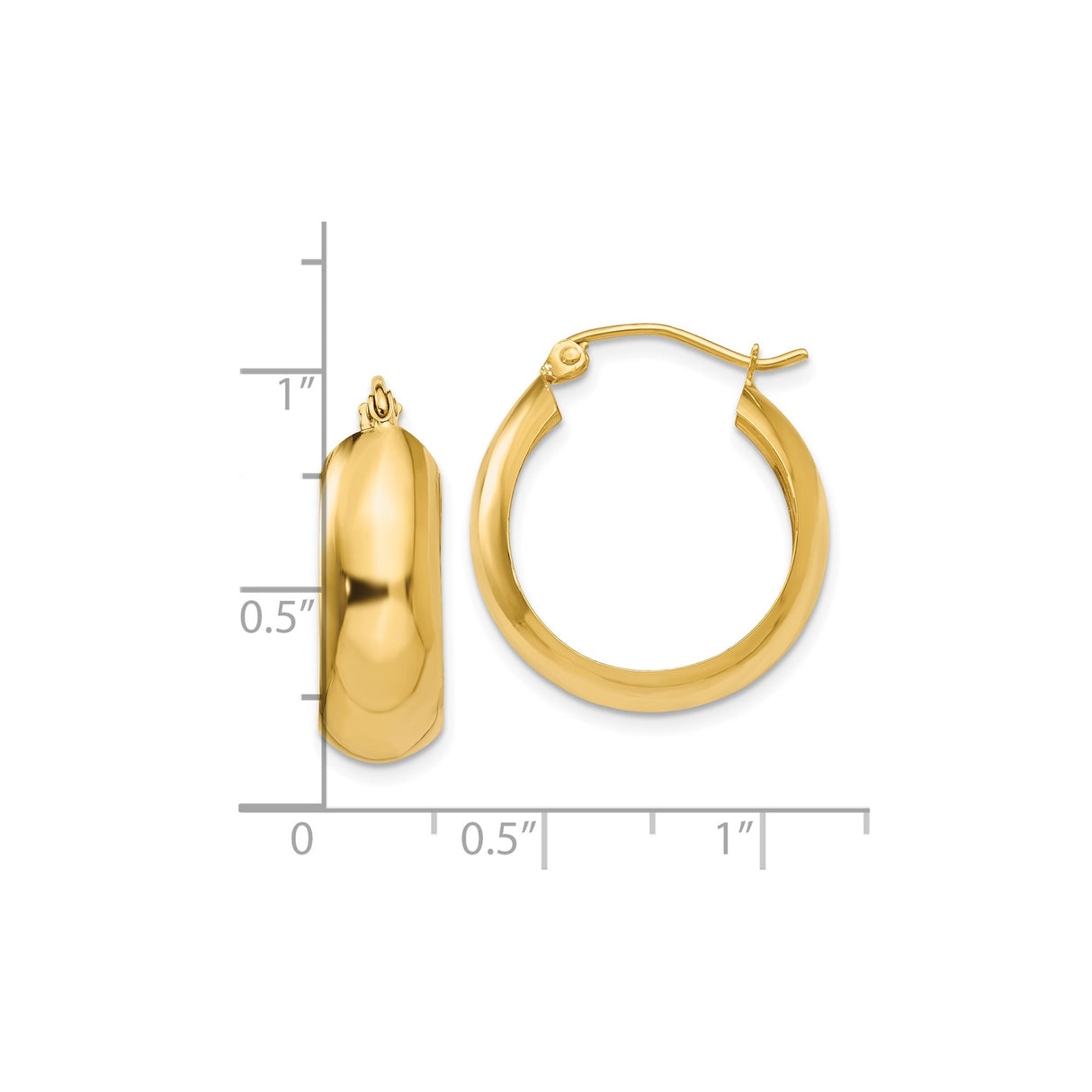 10k Yellow Gold Hoop Earrings, Polished Finish, Latch-Back Closure, Minimalist Everyday Design