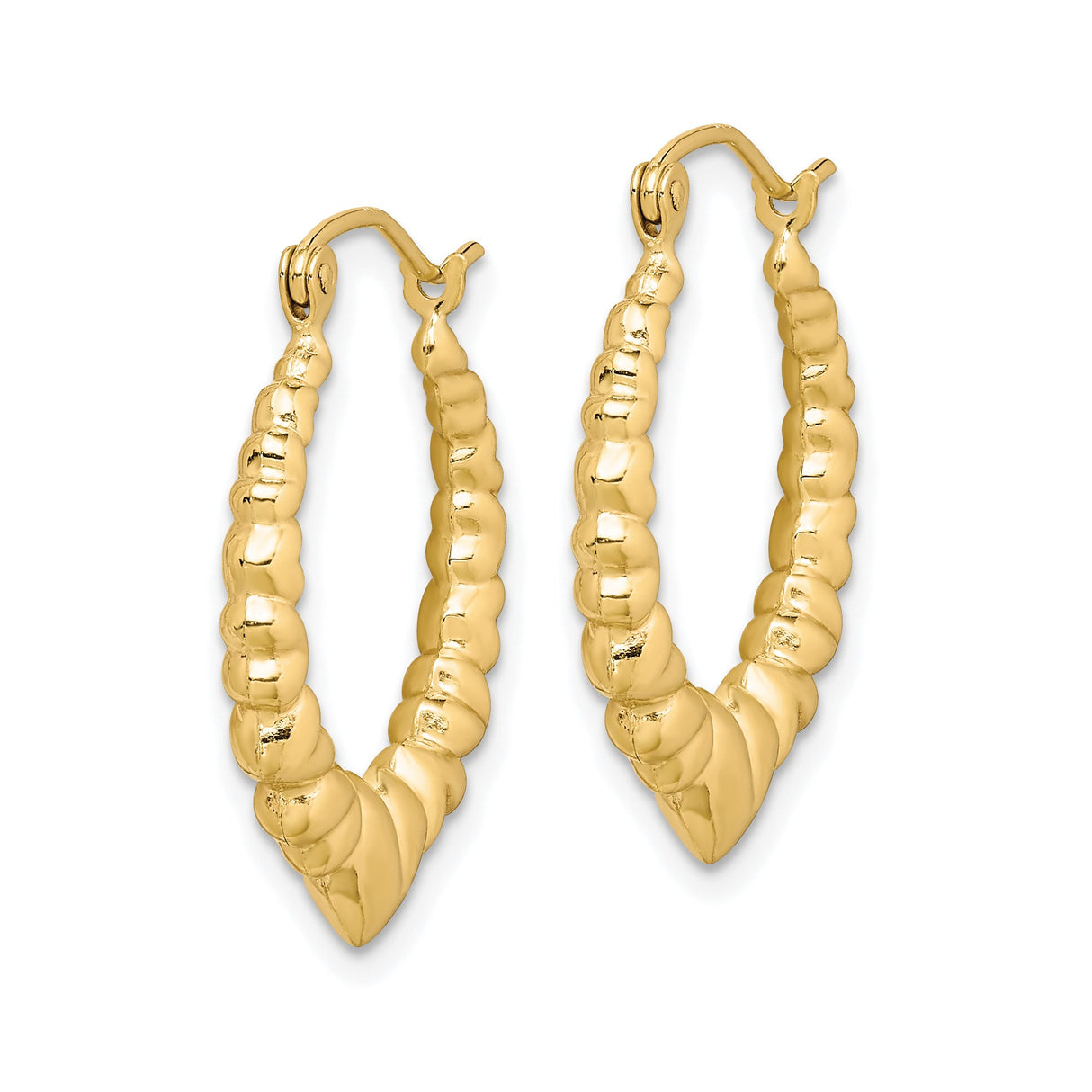 10k Yellow Gold Hoop Earrings with Puffed Heart Design for Women