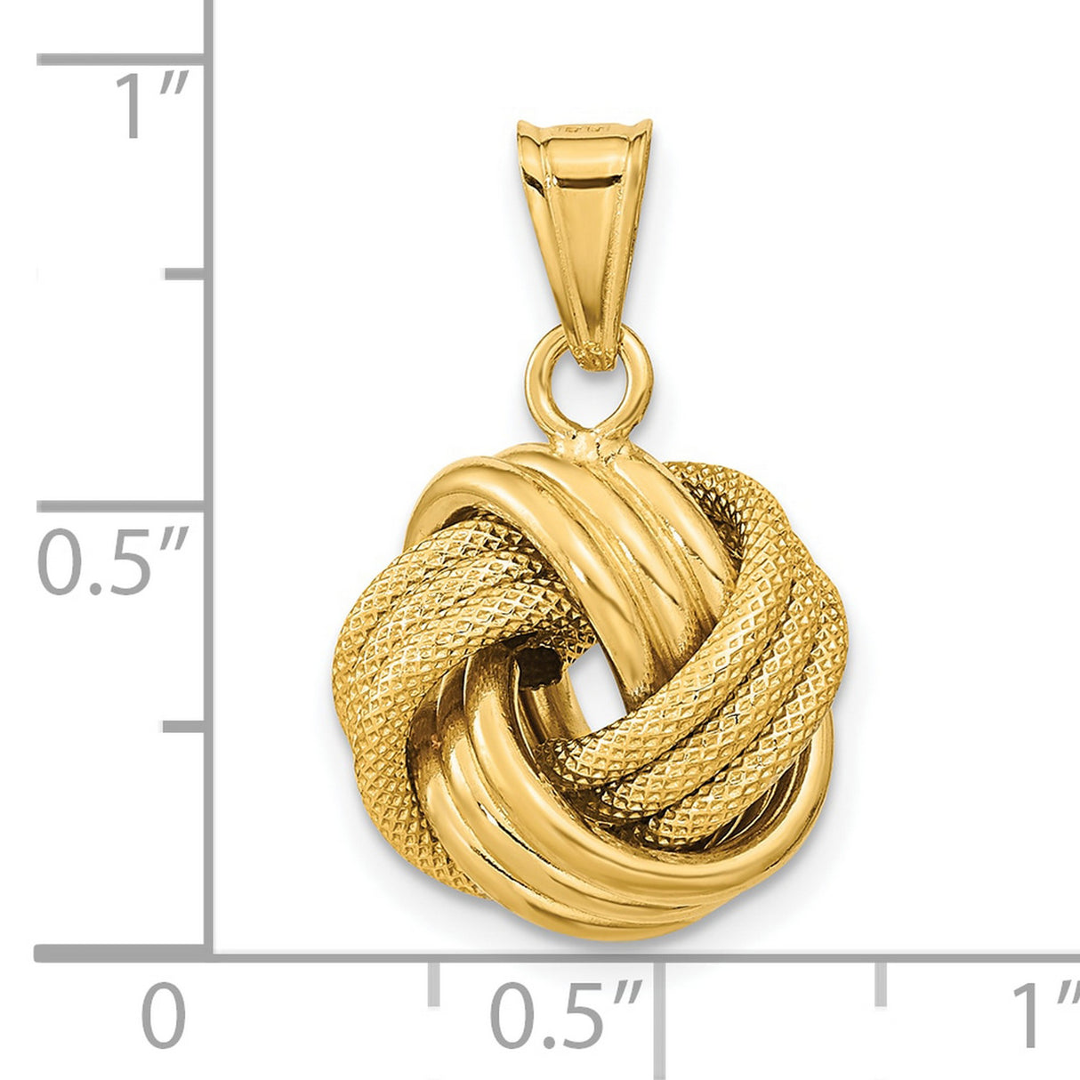 Polished Textured Love Knot Charm Pendant in Real 10k Yellow Gold