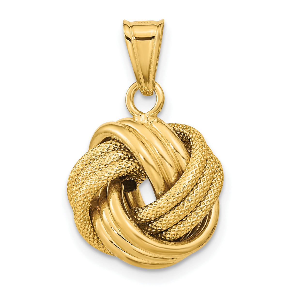 Polished Textured Love Knot Charm Pendant in Real 10k Yellow Gold