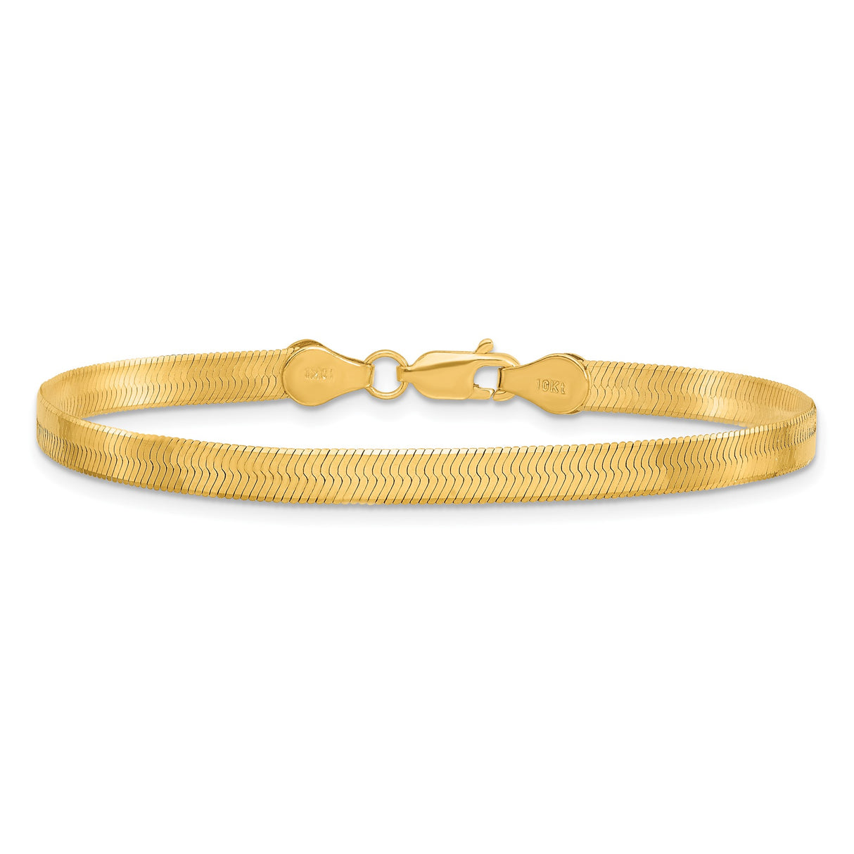 10K Yellow Gold 4 mm Herringbone Chain Bracelet, Polished