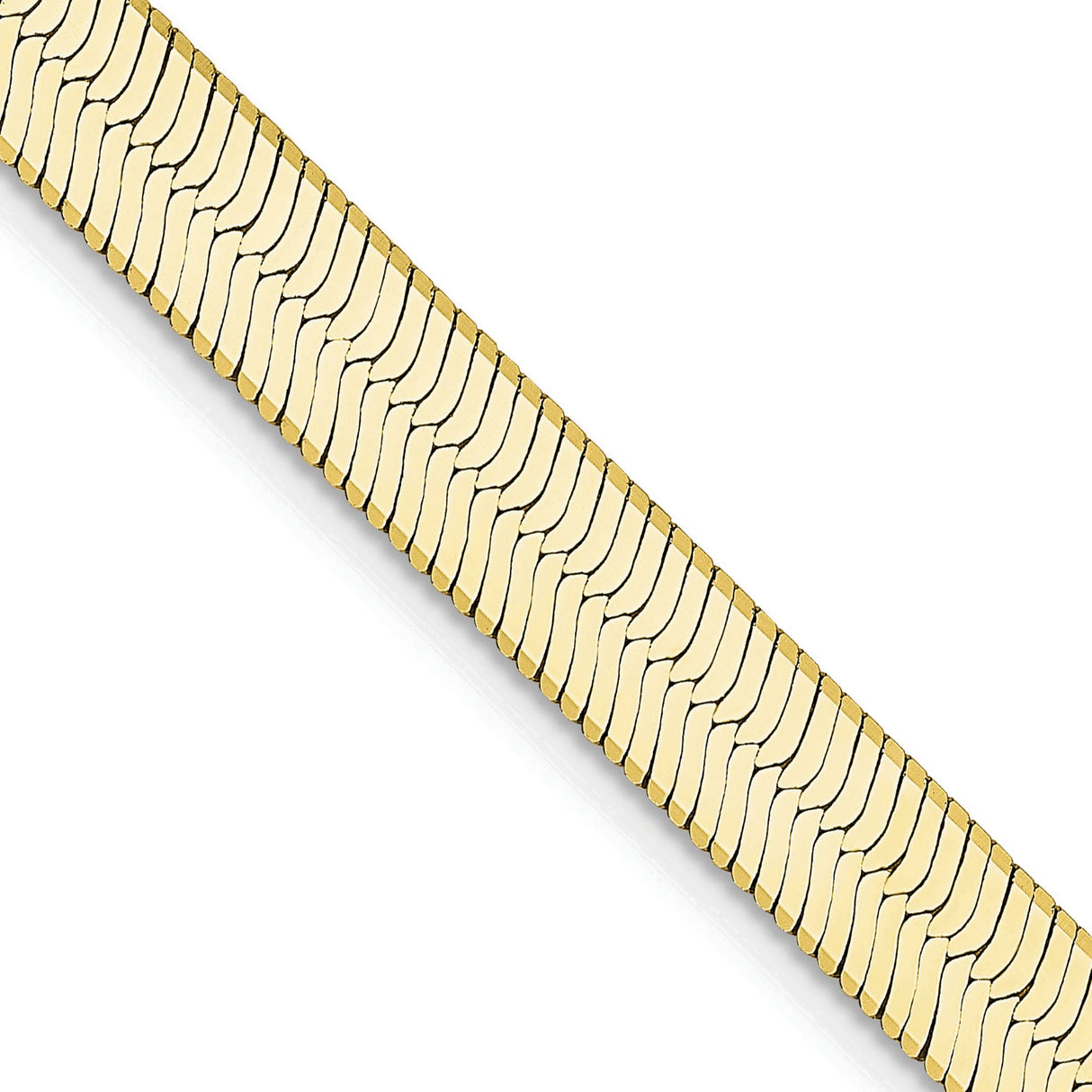 10K Yellow Gold 5.5 mm Herringbone Chain Necklace, Polished detail view