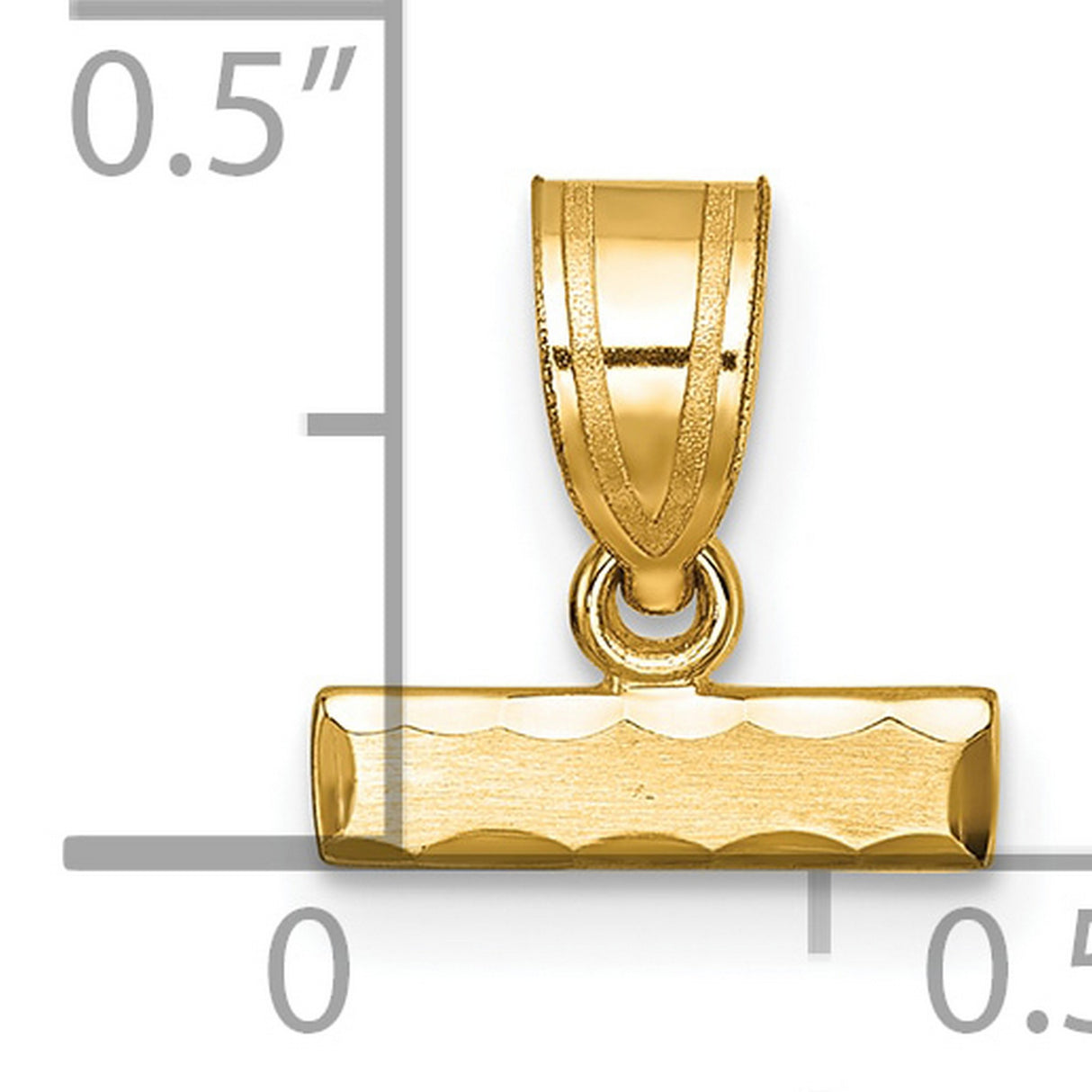 10k Yellow Gold T-Bar Pendant with Scalloped Design, Polished Minimalist Charm